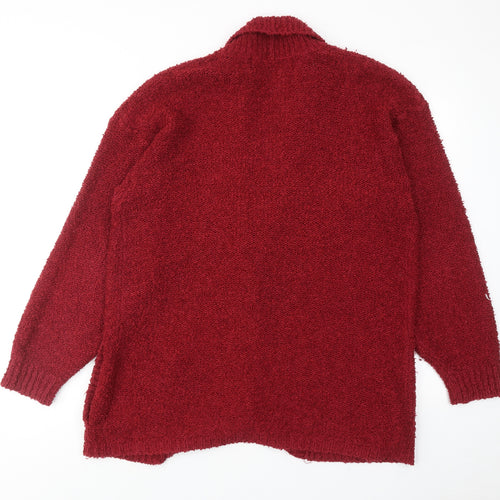 Late Edition Womens Red V-Neck Acrylic Cardigan Jumper Size S