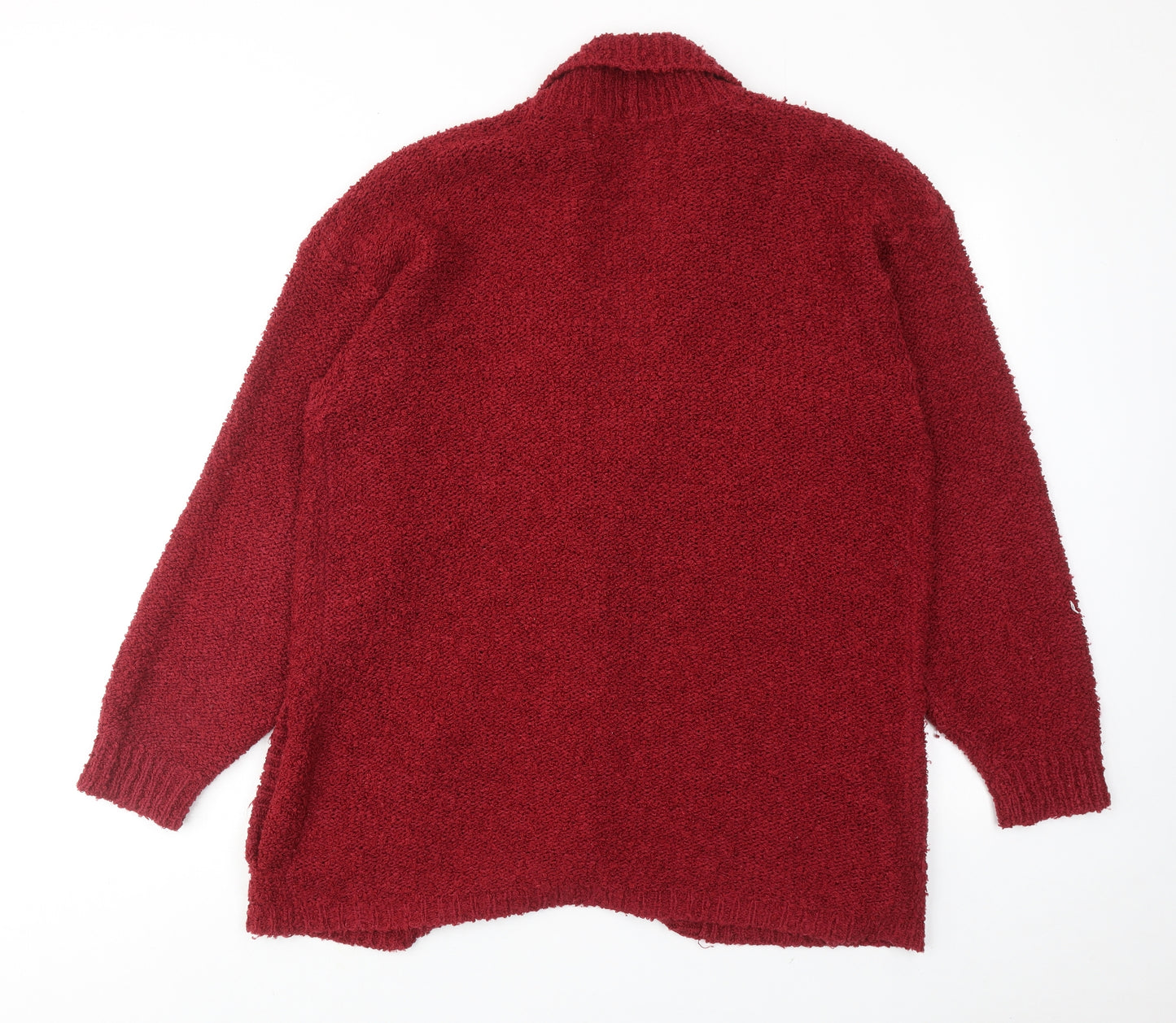 Late Edition Womens Red V-Neck Acrylic Cardigan Jumper Size S