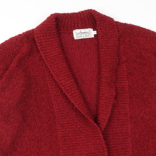 Late Edition Womens Red V-Neck Acrylic Cardigan Jumper Size S