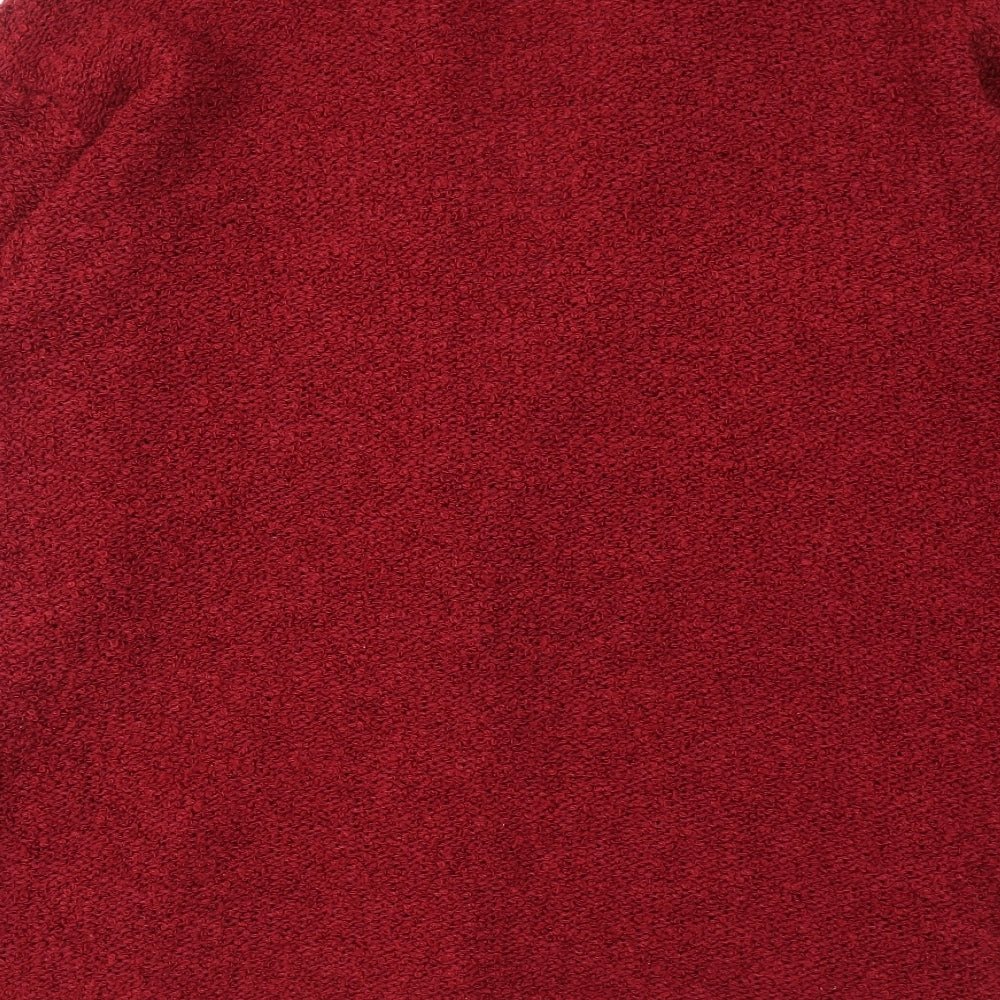 Late Edition Womens Red V-Neck Acrylic Cardigan Jumper Size S