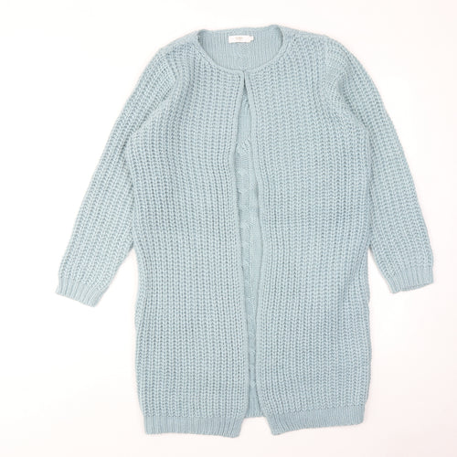 Cotton Traders Womens Blue Round Neck Acrylic Cardigan Jumper Size 10