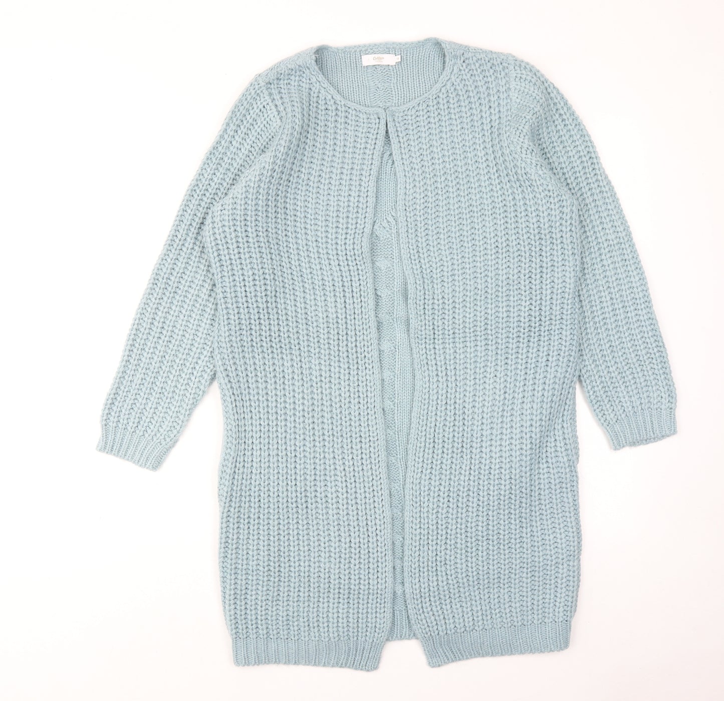 Cotton Traders Womens Blue Round Neck Acrylic Cardigan Jumper Size 10