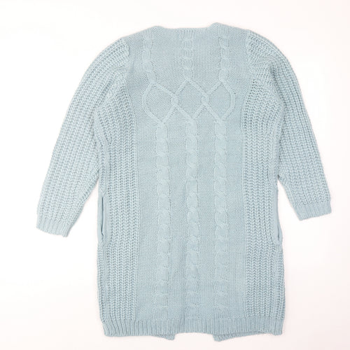 Cotton Traders Womens Blue Round Neck Acrylic Cardigan Jumper Size 10