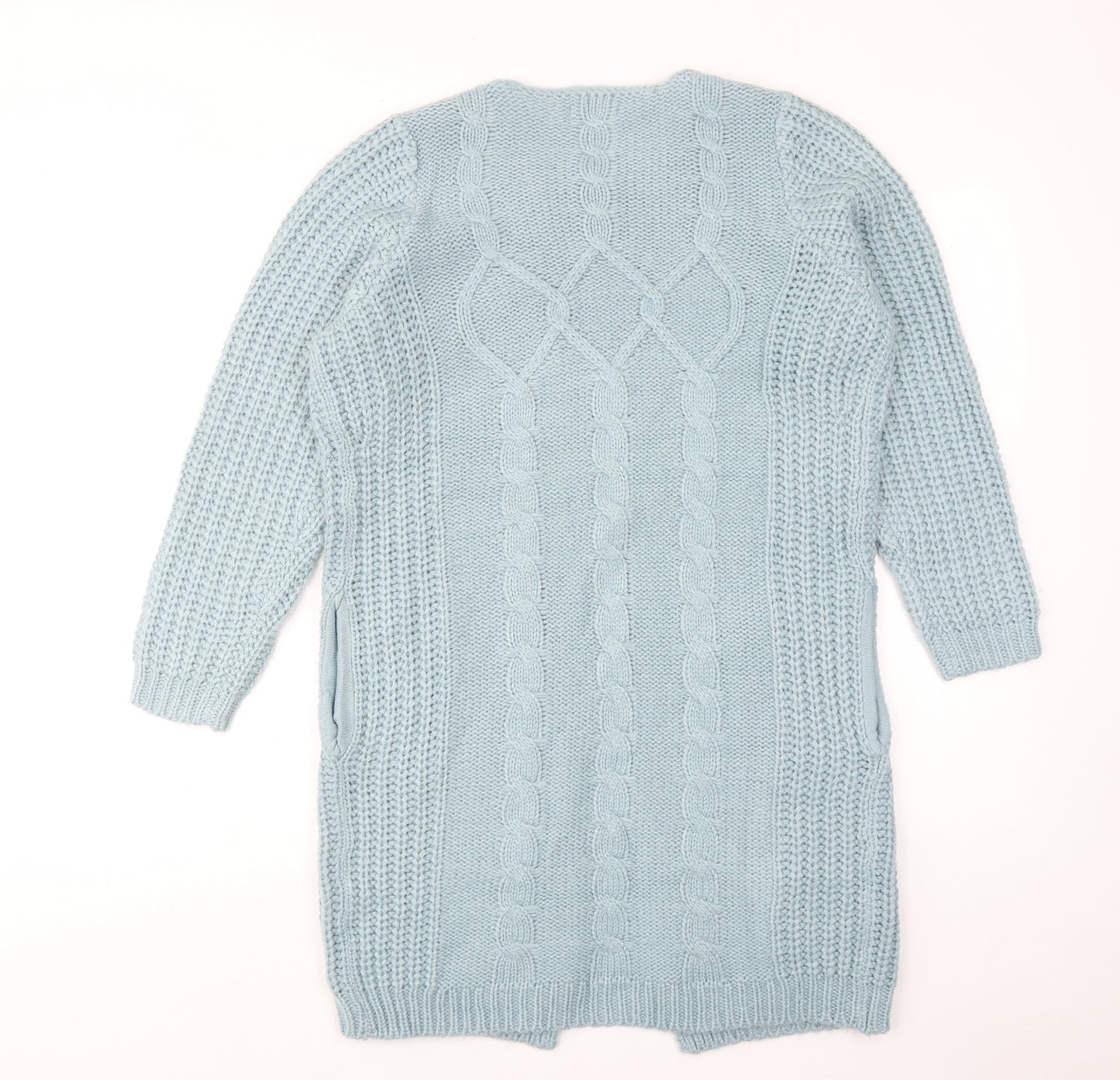 Cotton Traders Womens Blue Round Neck Acrylic Cardigan Jumper Size 10
