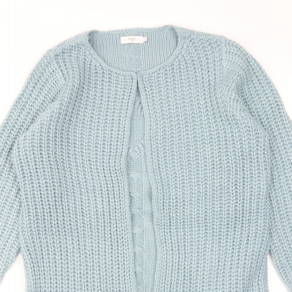 Cotton Traders Womens Blue Round Neck Acrylic Cardigan Jumper Size 10