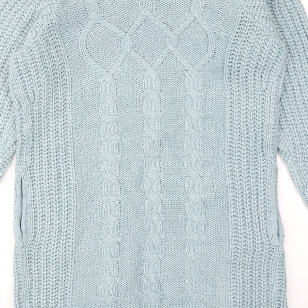 Cotton Traders Womens Blue Round Neck Acrylic Cardigan Jumper Size 10