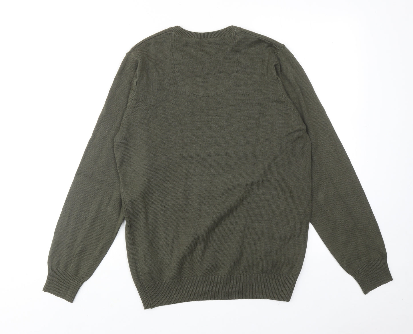 Blue Harbour Mens Green Round Neck Cotton Pullover Jumper Size S Long Sleeve