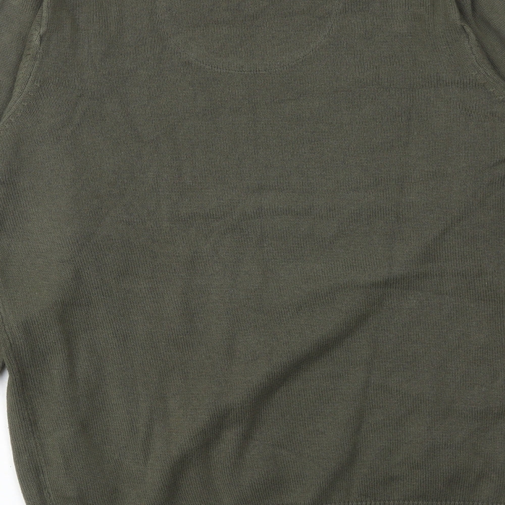 Blue Harbour Mens Green Round Neck Cotton Pullover Jumper Size S Long Sleeve
