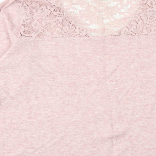 Status By Chenault Womens Pink V-Neck Polyester Pullover Jumper Size M - Lace Neckline