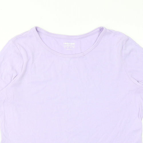 Lands' End Womens Purple Cotton Basic T-Shirt Size M Round Neck