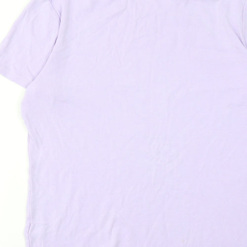 Lands' End Womens Purple Cotton Basic T-Shirt Size M Round Neck