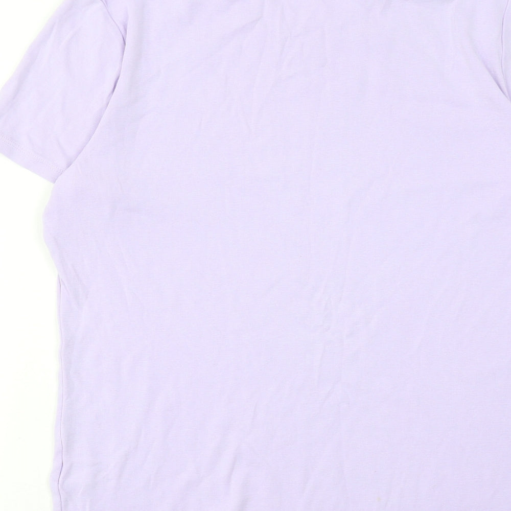 Lands' End Womens Purple Cotton Basic T-Shirt Size M Round Neck