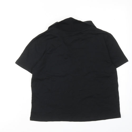 Zara Womens Black Cotton Basic Polo Size S Collared