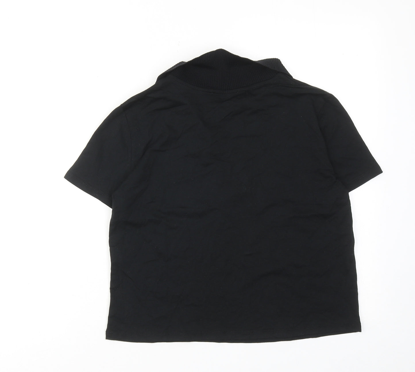 Zara Womens Black Cotton Basic Polo Size S Collared