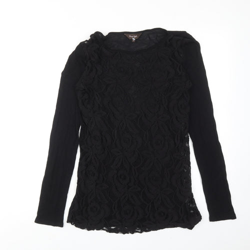 Phase Eight Womens Black Viscose Basic Blouse Size 8 Boat Neck
