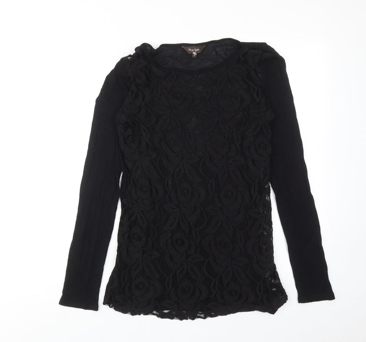 Phase Eight Womens Black Viscose Basic Blouse Size 8 Boat Neck