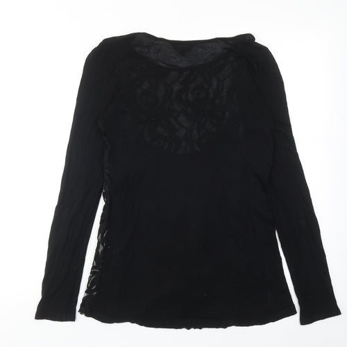 Phase Eight Womens Black Viscose Basic Blouse Size 8 Boat Neck