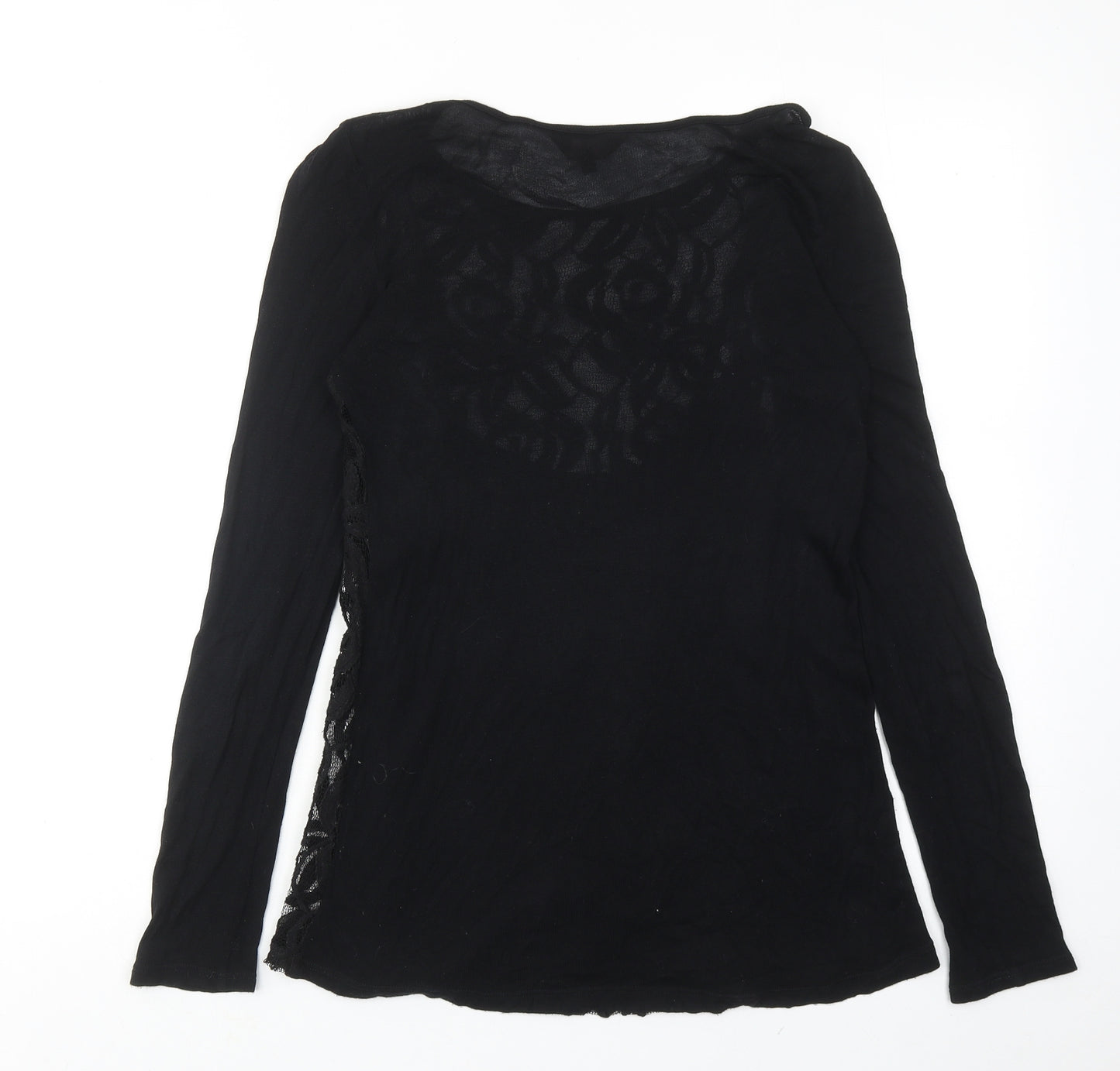 Phase Eight Womens Black Viscose Basic Blouse Size 8 Boat Neck