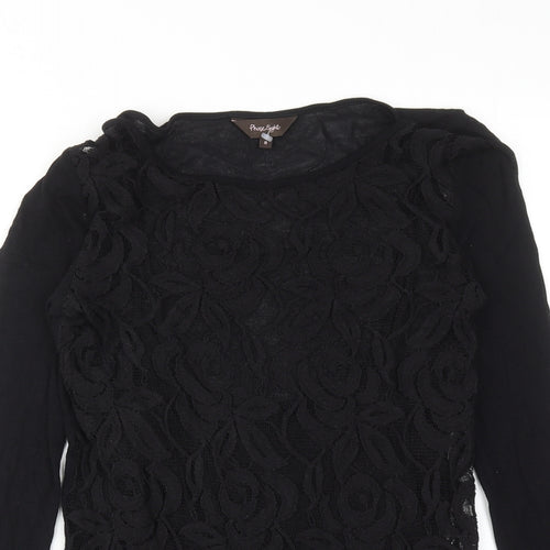 Phase Eight Womens Black Viscose Basic Blouse Size 8 Boat Neck