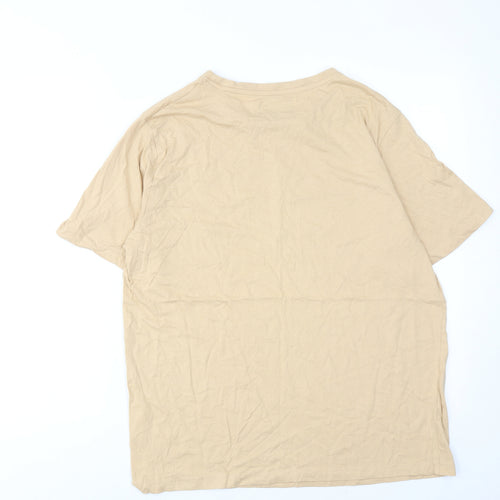 Saint+Sinner Womens Beige Cotton Basic T-Shirt Size 14 Round Neck