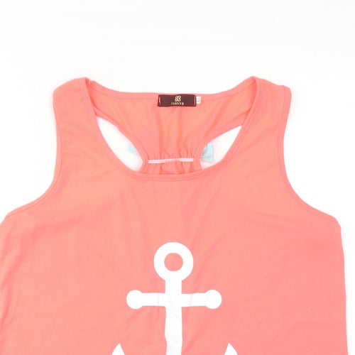 Isassy Womens Pink Polyester Basic Tank Size XL Boat Neck - Anchor