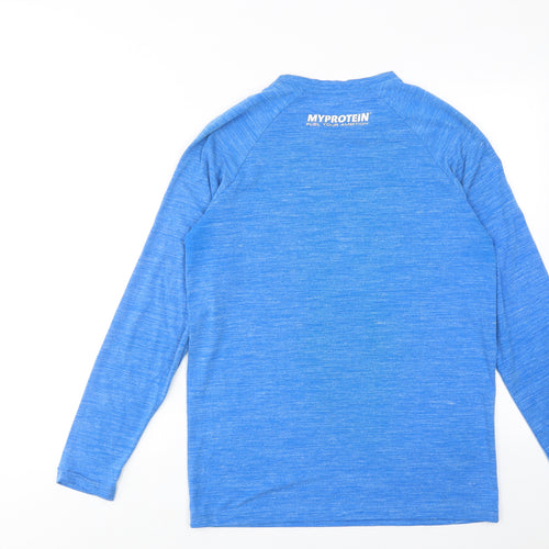 Myprotein Mens Blue Polyester Pullover Casual Size S Round Neck Pullover