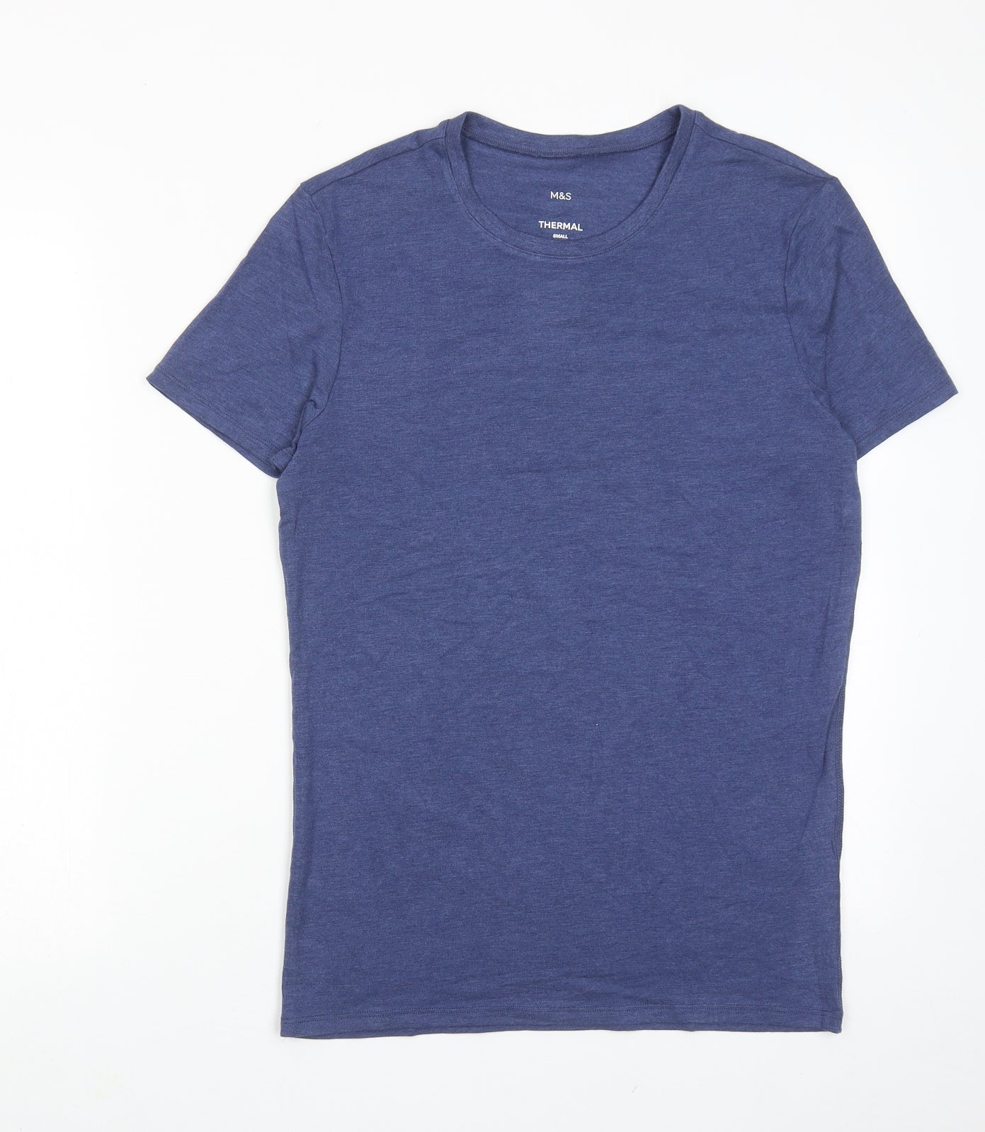 Marks and Spencer Mens Blue Acrylic T-Shirt Size S Round Neck