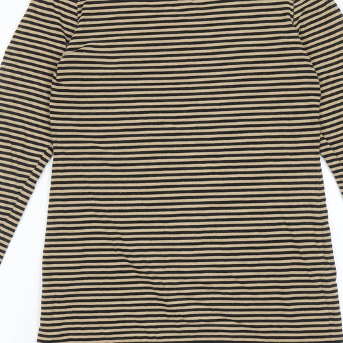 Marks and Spencer Womens Brown Striped Cotton T-Shirt Dress Size 12 Round Neck Pullover