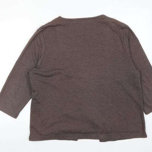 DASH Womens Brown Cotton Basic Blouse Size 12 Scoop Neck - Two in One