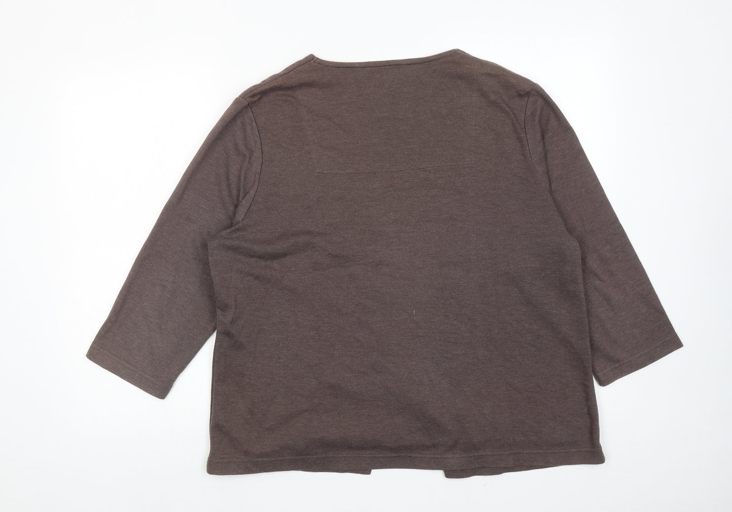 DASH Womens Brown Cotton Basic Blouse Size 12 Scoop Neck - Two in One
