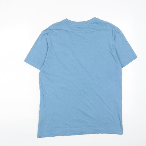 H&M Mens Blue Cotton T-Shirt Size S Round Neck