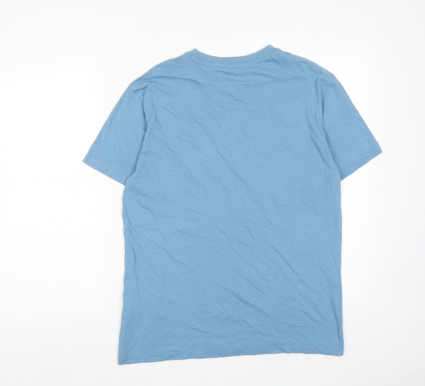 H&M Mens Blue Cotton T-Shirt Size S Round Neck