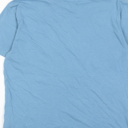 H&M Mens Blue Cotton T-Shirt Size S Round Neck