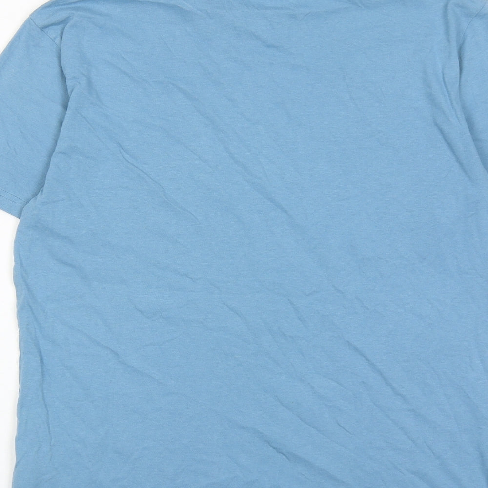 H&M Mens Blue Cotton T-Shirt Size S Round Neck