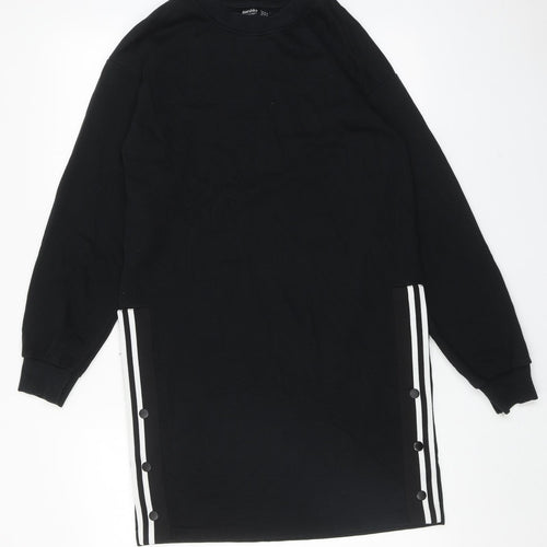 Bershka Womens Black Cotton Jumper Dress Size XS Round Neck Pullover