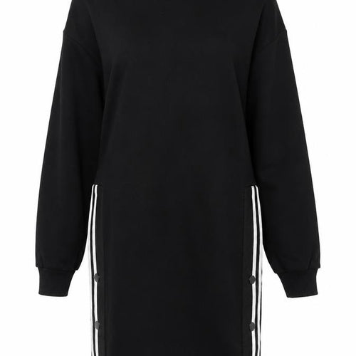 Bershka Womens Black Cotton Jumper Dress Size XS Round Neck Pullover