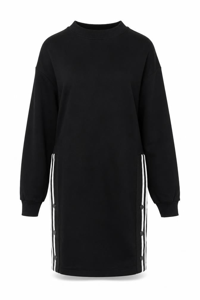 Bershka Womens Black Cotton Jumper Dress Size XS Round Neck Pullover