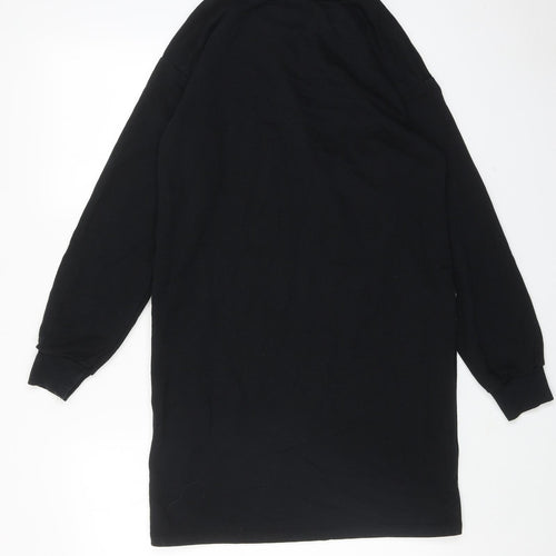 Bershka Womens Black Cotton Jumper Dress Size XS Round Neck Pullover