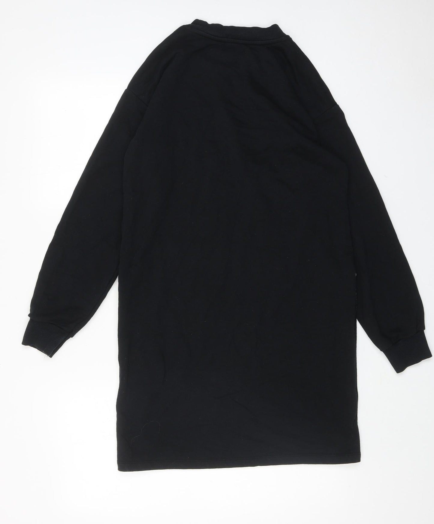 Bershka Womens Black Cotton Jumper Dress Size XS Round Neck Pullover