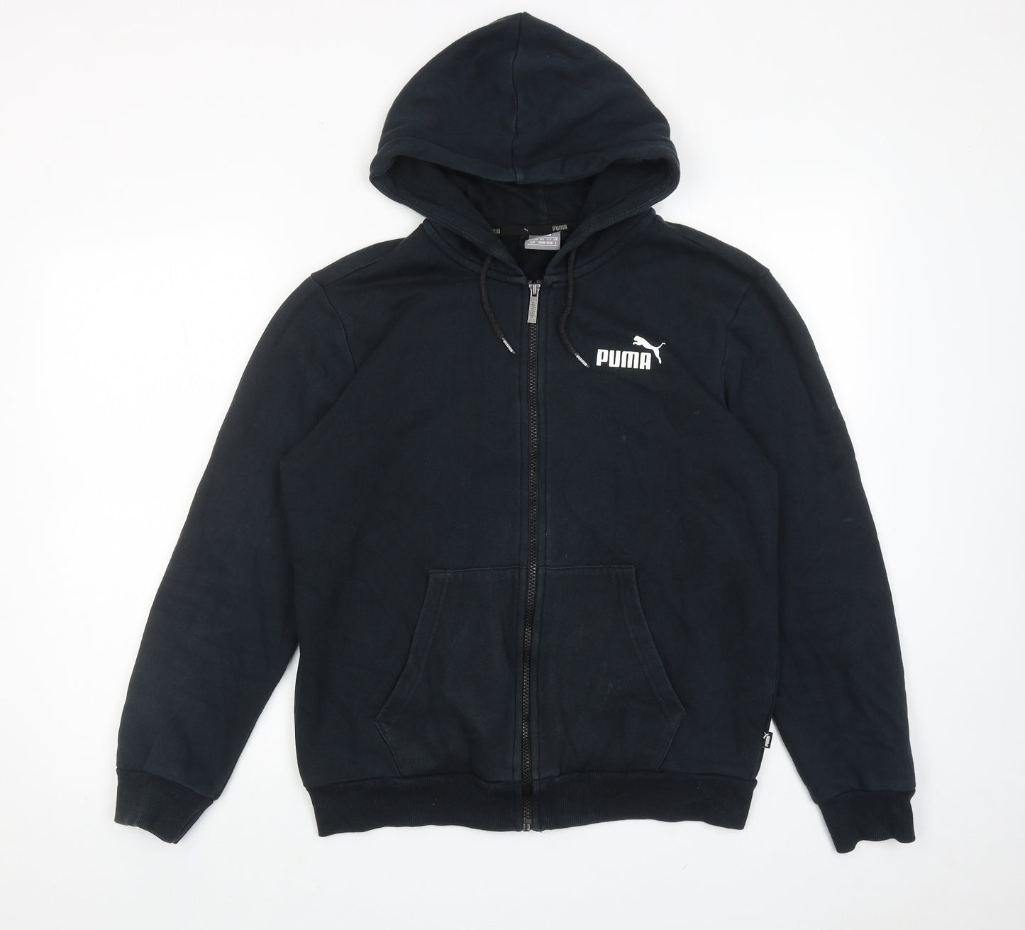 PUMA Mens Black Cotton Full Zip Hoodie Size S