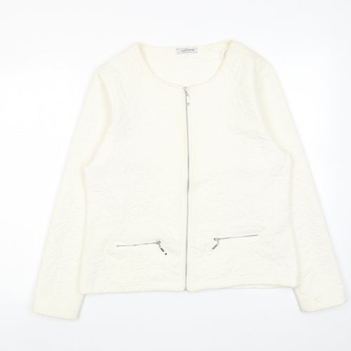 Simply Womens Ivory Jacket Size L Zip - Textured