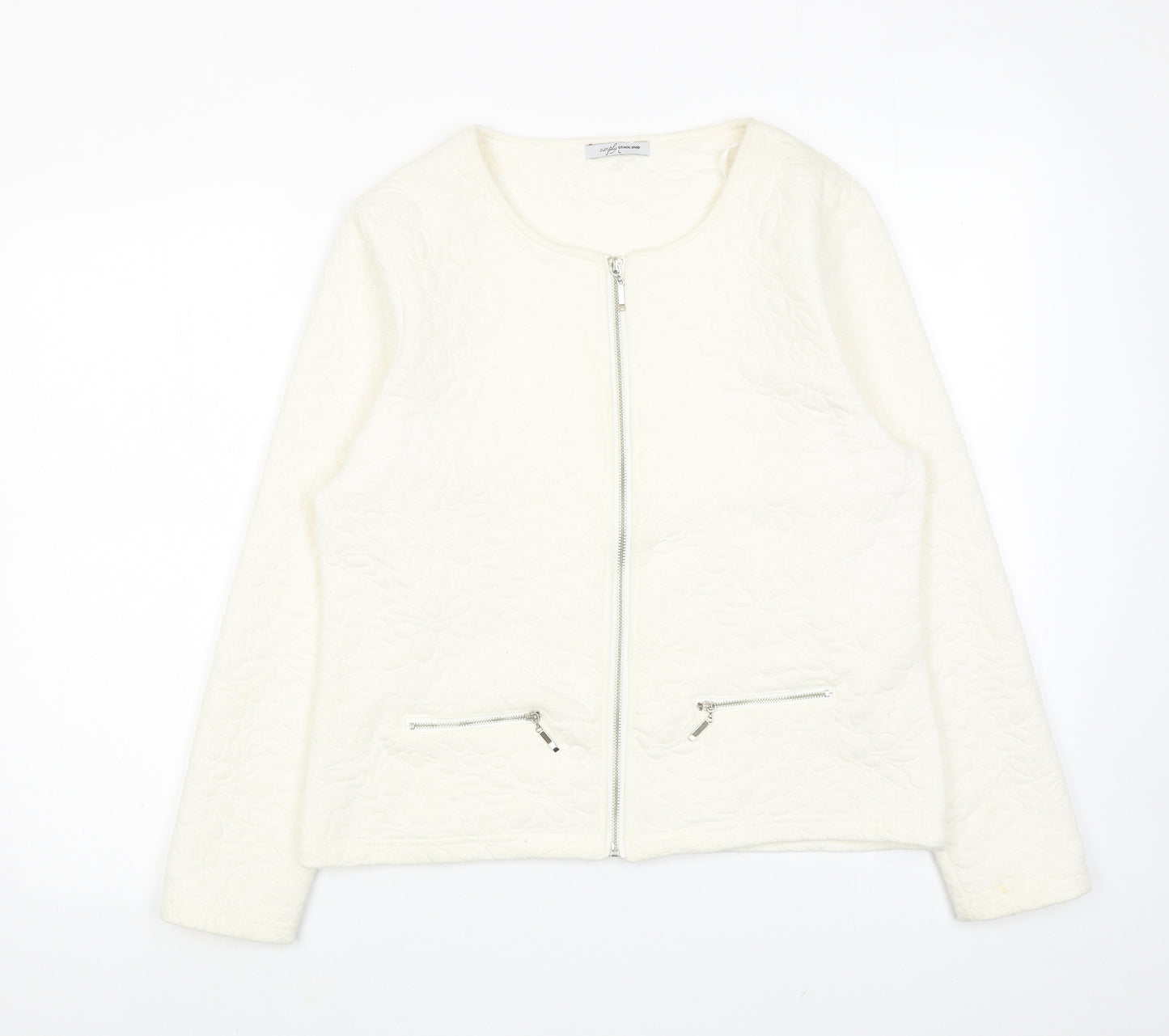 Simply Womens Ivory Jacket Size L Zip - Textured