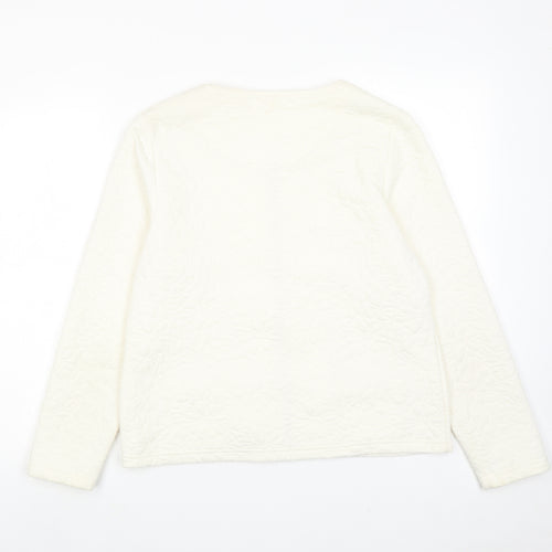 Simply Womens Ivory Jacket Size L Zip - Textured