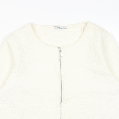 Simply Womens Ivory Jacket Size L Zip - Textured