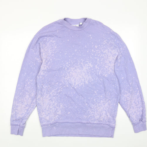COLLUSION Womens Purple Floral Cotton Pullover Sweatshirt Size XS Pullover