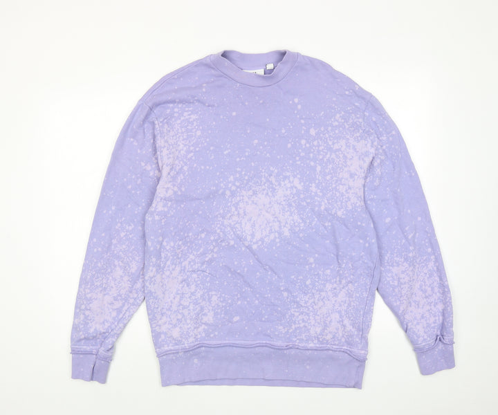 COLLUSION Womens Purple Floral Cotton Pullover Sweatshirt Size XS Pullover
