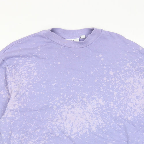 COLLUSION Womens Purple Floral Cotton Pullover Sweatshirt Size XS Pullover