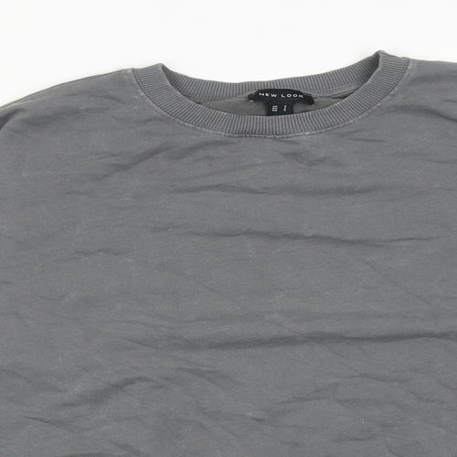 New Look Womens Grey Cotton Pullover Sweatshirt Size S Pullover