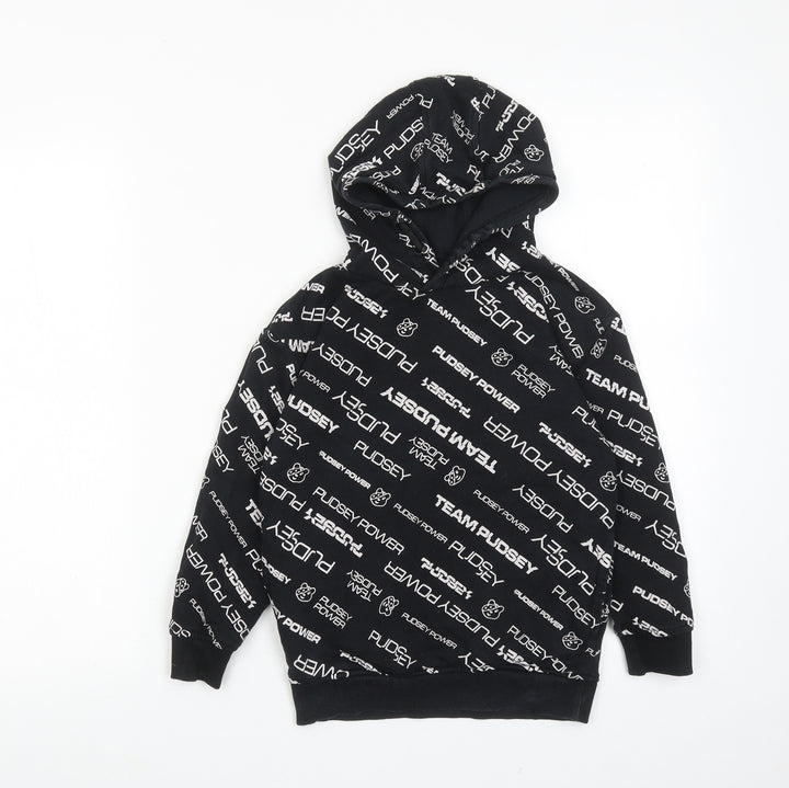 Pudsey Boys Black Geometric Cotton Pullover Hoodie Size 5-6 Years Pullover - Team Pudsey