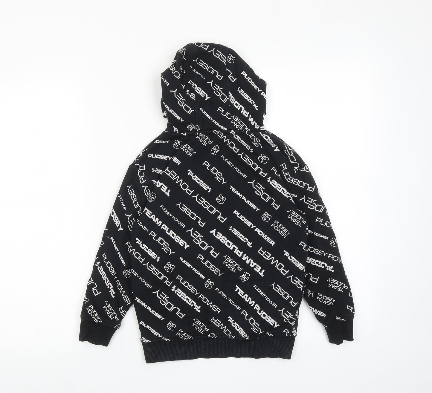 Pudsey Boys Black Geometric Cotton Pullover Hoodie Size 5-6 Years Pullover - Team Pudsey